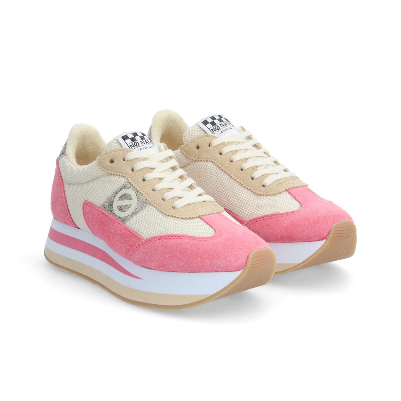 FLEX M JOGGER W - SUEDE/SDE/KNIT - PINK/BEIGE/OFF WHITE